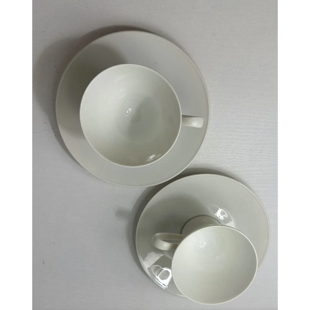 Rosenthal Germany Tea Cup Saucer Set Minimalist White Porcelain MCM
